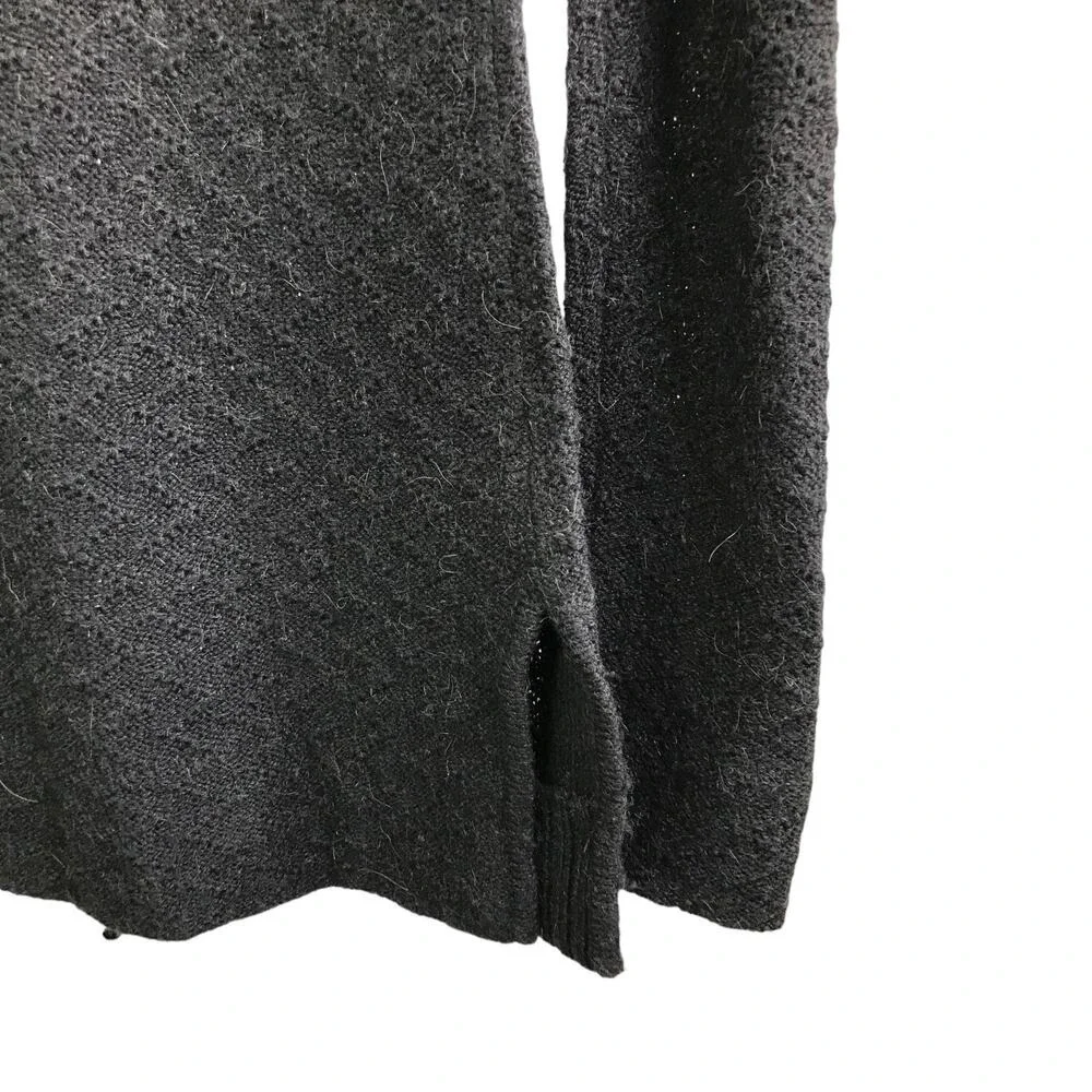 Tory Burch Sweater XS Black Wool Alpaca Leather Toggle Quiet Luxury Luxe‎ Knit